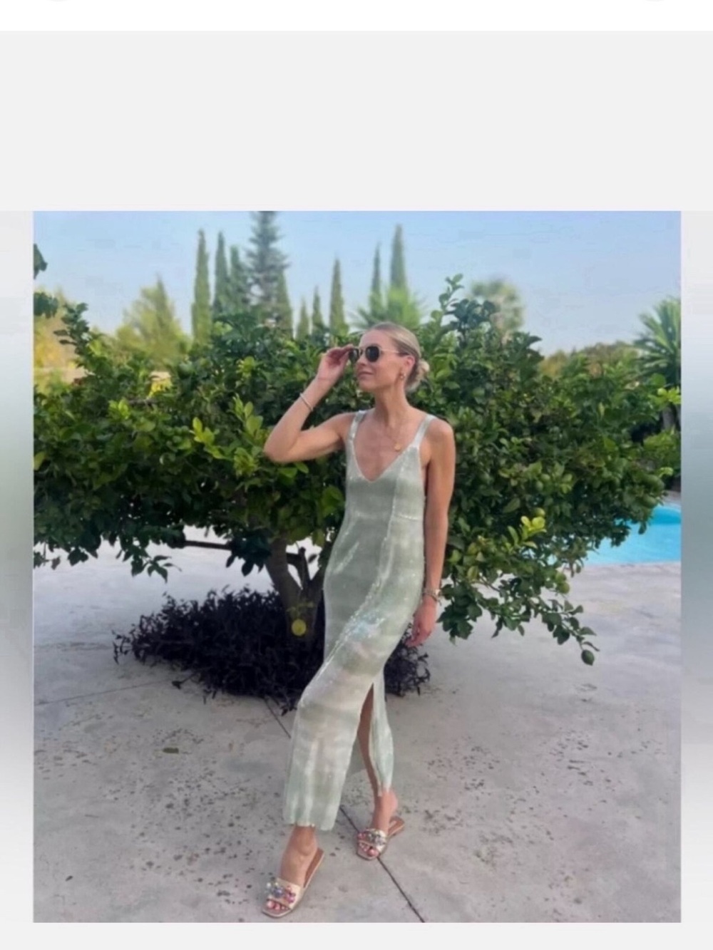 NWT Caroline Constas green sequin dress. Size S